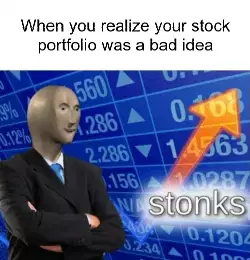 When you realize your stock portfolio was a bad idea meme