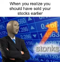 When you realize you should have sold your stocks earlier meme