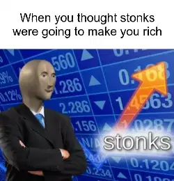 When you thought stonks were going to make you rich meme