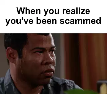 When you realize you've been scammed meme