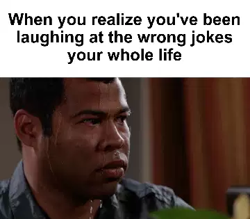 When you realize you've been laughing at the wrong jokes your whole life meme