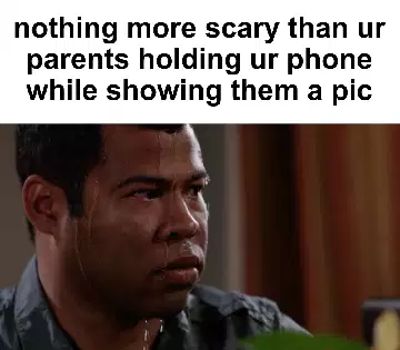 nothing more scary than ur parents holding ur phone while showing them a pic meme