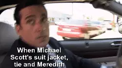 When Michael Scott's suit jacket, tie and Meredith Palmer collide! meme