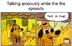 Talking anxiously while the fire spreads meme