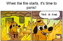 When the fire starts, it's time to panic! meme