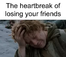 The heartbreak of losing your friends meme