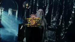 Standing in stone walls, serious and calm, Christopher Lee as Saruman meme