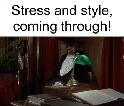 Stress and style, coming through! meme