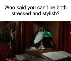 Who said you can't be both stressed and stylish? meme
