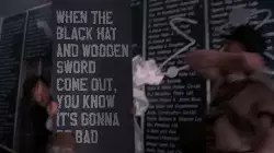 When the black hat and wooden sword come out, you know it's gonna be bad meme