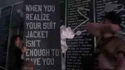 When you realize your suit jacket isn't enough to save you meme