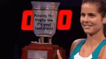 Kissing the trophy like it's your best friend meme