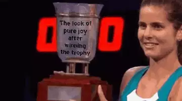 The look of pure joy after winning the trophy meme
