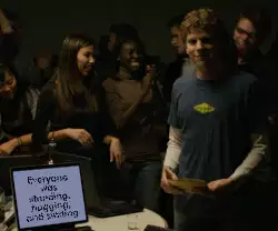 Everyone was standing, hugging, and smiling meme