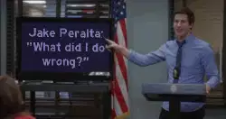 Jake Peralta: "What did I do wrong?" meme