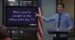 When you're caught in the office with the TV meme