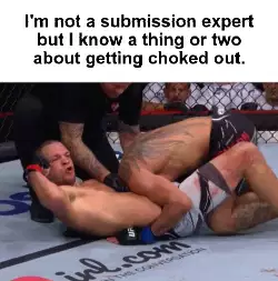 I'm not a submission expert but I know a thing or two about getting choked out. meme