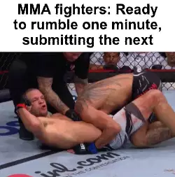 MMA fighters: Ready to rumble one minute, submitting the next meme