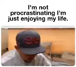 I'm not procrastinating I'm just enjoying my life. meme