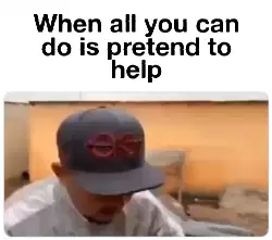 When all you can do is pretend to help meme