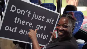 Don't just sit there, get out and vote! meme