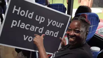 Hold up your placard and vote! meme