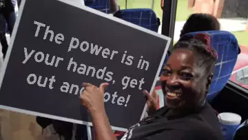 The power is in your hands, get out and vote! meme
