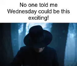 No one told me Wednesday could be this exciting! meme