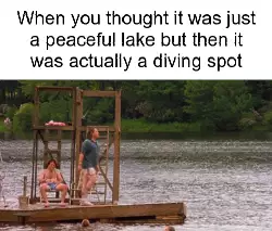 When you thought it was just a peaceful lake but then it was actually a diving spot meme