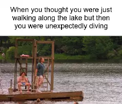 When you thought you were just walking along the lake but then you were unexpectedly diving meme