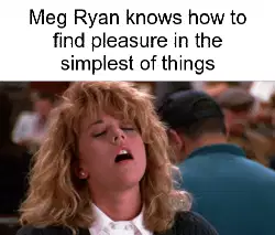 Meg Ryan knows how to find pleasure in the simplest of things meme