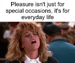 Pleasure isn't just for special occasions, it's for everyday life meme
