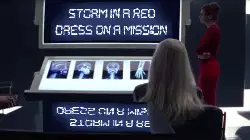 Storm in a red dress on a mission meme