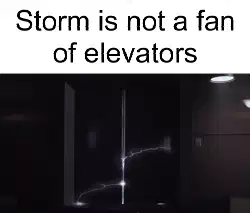 Storm is not a fan of elevators meme