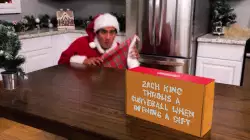 Zach King throws a curveball when opening a gift meme