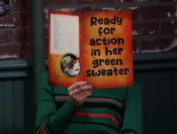 Ready for action in her green sweater meme