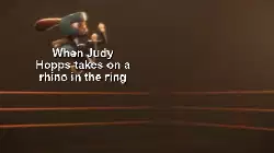 When Judy Hopps takes on a rhino in the ring meme
